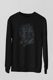Denklemlerden Oluşan Einstein Silüeti Baskılı Unisex Siyah Sweatshirt