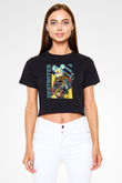 Destroyer Baskılı  Siyah  Crop Top Tişört