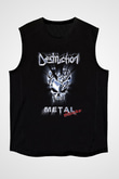 Destruction Baskılı Unisex Siyah Kolsuz Tişört