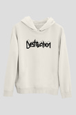 Destruction Beyaz Unisex Kapşonlu Sweatshirt