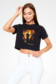 Deus Ex Siyah Crop Top Tişört