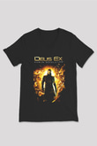 Deus Ex Siyah Unisex V Yaka Tişört
