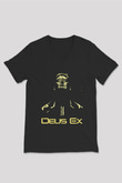 Deus Ex Siyah Unisex V Yaka Tişört