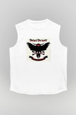 Devil Driver Baskılı Unisex Beyaz Kolsuz Tişört