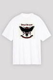 Devil Driver Baskılı Unisex Beyaz Oversize Tişört