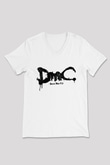 Devil May Cry Beyaz Unisex V Yaka Tişört T-Shirt