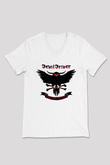 DevilDriver Beyaz Unisex V Yaka Tişört