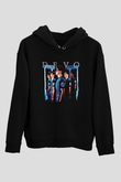 Devo Baskılı Unisex Siyah Hoodie