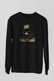 Devo Baskılı Unisex Siyah Sweatshirt