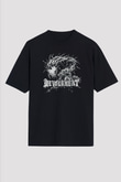 Devourment Baskılı Unisex Siyah Oversize Tişört - Tshirt