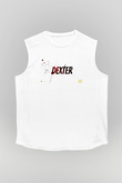 Dexter Baskılı Beyaz Unisex Kolsuz Tişört - Tshirt