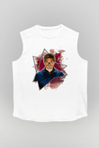 Dexter Baskılı Beyaz Unisex Kolsuz Tişört - Tshirt