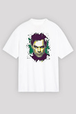 Dexter Baskılı Beyaz Unisex Oversize Tişört - Tshirt