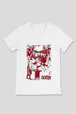 Dexter Baskılı Beyaz Unisex V Yaka Tişört - Tshirt