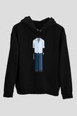 Dexter Baskılı Unisex Siyah Kapüşonlu Sweatshirt