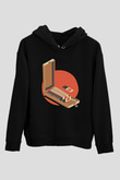 Dexter Baskılı Unisex Siyah Kapüşonlu Sweatshirt