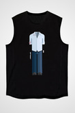 Dexter Baskılı Unisex Siyah Kolsuz Tişört - Tshirt