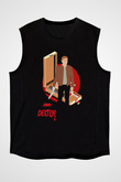 Dexter Baskılı Unisex Siyah Kolsuz Tişört - Tshirt