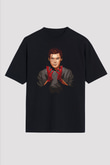 Dexter Baskılı Unisex Siyah Oversize Tişört - Tshirt