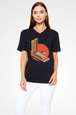 Dexter Baskılı Unisex Siyah V Yaka Tişört - Tshirt