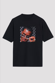 Diddy Baskılı Unisex Oversize Siyah Tişört