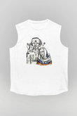 Die Antwoord Baskılı Beyaz Unisex Kolsuz Tişört - Tshirt