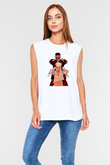 Die Antwoord Baskılı Beyaz Unisex Kolsuz Tişört - Tshirt