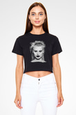 Die Antwoord Baskılı Siyah Crop Top Kadın Tişört - Tshirt