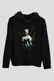 Die Antwoord Baskılı Unisex Siyah Kapüşonlu Sweatshirt