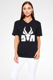 Die Antwoord Baskılı Unisex Siyah V Yaka Tişört - Tshirt