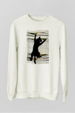 Dikizci Siyah Kedi Baskılı Unisex  Sweatshirt
