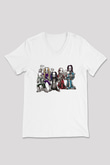 Dimmu Borgir Baskılı Beyaz Unisex V Yaka Tişört - Tshirt
