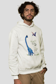 Dinozor Beyaz Unisex Kapşonlu Sweatshirt