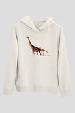 Dinozor Beyaz Unisex Kapşonlu Sweatshirt