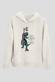 Dinozor Beyaz Unisex Kapüşonlu Sweatshirt