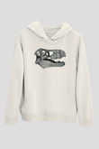 Dinozor Beyaz Unisex Kapüşonlu Sweatshirt