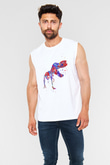 Dinozor Beyaz Unisex Kolsuz Tişört