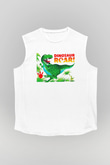 Dinozor Beyaz Unisex Kolsuz Tişört