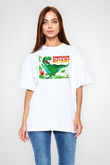 Dinozor Beyaz Unisex Oversize Tişört T-Shirt