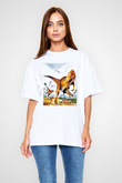 Dinozor Beyaz Unisex Oversize Tişört T-Shirt