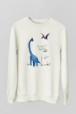 Dinozor Beyaz Unisex Sweatshirt