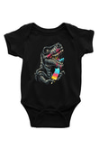 Dinozor Siyah Bebek Body - Zıbın