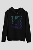 Dinozor Siyah Unisex Kapüşonlu Sweatshirt