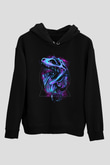 Dinozor Siyah Unisex Kapüşonlu Sweatshirt