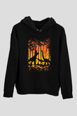 Dinozor Siyah Unisex Kapüşonlu Sweatshirt