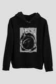 Dinozor Siyah Unisex Kapüşonlu Sweatshirt
