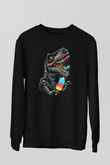 Dinozor Siyah Unisex Sweatshirt
