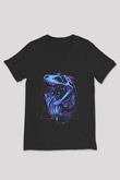 Dinozor Siyah Unisex V Yaka Tişört
