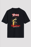 Dio Baskılı Unisex Siyah Oversize Tişört