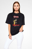 Dio Baskılı Unisex Siyah Oversize Tişört